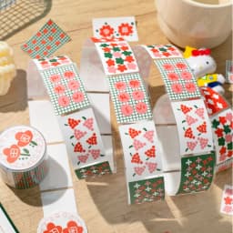 Kawaii Floral Print Label Sticker Tape Creative Collage Handmade Journal DIY Diary Album Scrapbook Aesthetic Stickers