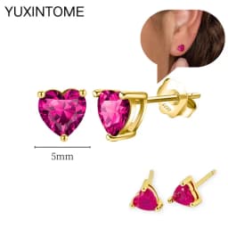 925 Silver Ear Needle Rose Red Hoop Earrings For Women Exquisite Water Drop/Flower/Heart Crystal Piercing Huggie Earring Jewelry