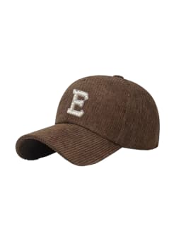 1 PC Letter A-Z Japanese Style Corduroy Baseball Cap - Unisex Fall Winter Hat with Sun UV Protection