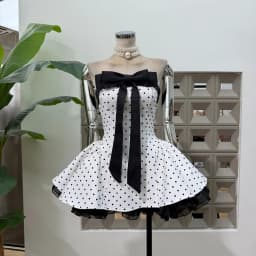 Women Sexy Strapless Backless Polka Dot Bow A Line Dress Party Birthday Evening Ball Gowns Nightclub Show Wear Fashion Vestido