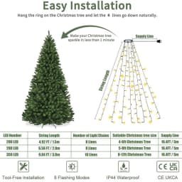 Christmas Tree String Lights with Green Ring USB Charge Christmas Lights Waterproof String Light for Outdoor Indoor Xmas Decor