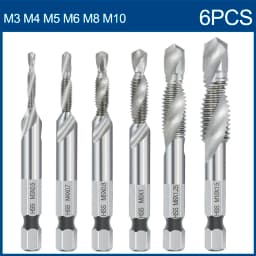 XCAN Hex Shank Metric Tap Compound Tap and Drill Spiral Flute HSS Thread Screw Tap Threading Tool M3 M4 M5 M6 M8 M10 M12
