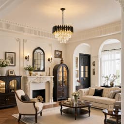 Modern Black and Gold Crystal Chandelier, Luxury K9 Crystal Dining Room Chandelier Light Fixture, Adjustable Chain Hanging Pendant Ceiling Light for Living Room Bedroom Foyer Entryway Kitchen Island Hallway