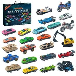 Christmas Gift 48 Pieces Alloy Racing Car Models Scale Cars Set Container Storage Toy Metal Trucks Vehicles Model for Kids
