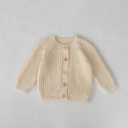 Baby Sweater Coat Autumn 2026 Solid Color Beige Knitted Girl's Sweater Long-sleeved Coat 0-3Year Kid's Cardigan Sweater