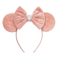 Cute Pink Plush Mouse Ears Headband With Rhinestone Bow Pearl Accents For Party Cosplay DIY Birthday Gift, Kids & Adults