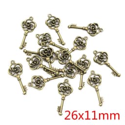 40pcs Key Charms Pendants Antique Bronze plated Metal Retro Slower Heart Keys Charm DIY Jewelry Making Accessories Necklace