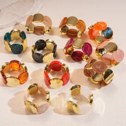 Exaggerated Personality Colored Acrylic Irregular Round Spliced Elastic Bracelets for Women Fashion Temperament Bangle Jewelry