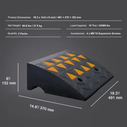 SucceBuy 1/2 Pack Rubber Curb Ramp Threshold Driveway Ramps with Stable Grid Structure for Car Wheelchairs Motorcycles Bikes