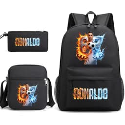 Cr7 Ronaldo 67 Print School Backpack Set with Shoulder Bag & Pencil Case for Teens Kids Lightweight Daypack