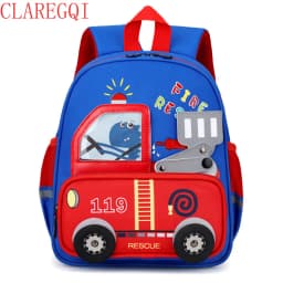 3-6 Year toddler backpack The babys shoulders preschool backpack Childrensfavorite fire truck cartoon style toddler backpack boy