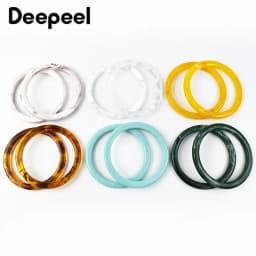 2/4Pcs 9cm Amber Plastic Bag Handle Acrylic O Ring Purse Frame Women Handbag Woven-bag Replace Handles DIY Bags Accessories