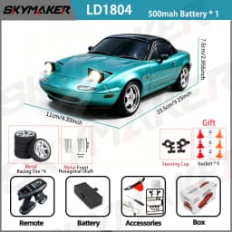 LDRC 1/18 RC Drift Car LD1804 Mazda MX5 2.4GHz with ESP Gyro LED Lights Full Scale Skymaker RC Toy Racing Cars For Kids Toy Gift