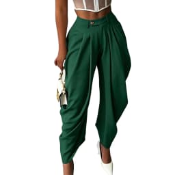 2026 Trend Mid Waist Women's Cargo Harem Sweat Pants with Ruched Design Casual Street Style Trousers Office Ladies Work Trousers