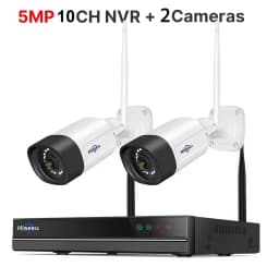 Hiseeu 5MP Wifi Surveillance Camera System Color Night Vision P2P Wireless Street Security CCTV Camera Kit 10CH Wireless NVR Set