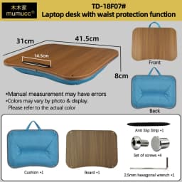 Mumucc's Laptop Desk With Lumbar Support & Accessories, Including A Detachable Tabletop, A Cushion Filled With Foam Particles