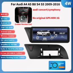 10.25"Android 12 Auto Car radio For Audi A4 A5 B8 S4 S5 2009-2016 Multimedia Video player 4G Carplay GPS navi Stereo QLED Screen
