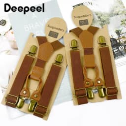 1Pc Deepeel 2.5*65cm Solid Color Children's Suspenders 4 Clips Y-shaped Braces Adjustable Elastic Band Jeans Pants Hanger Male