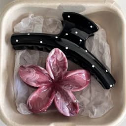 2Pcs/set Vintage Blue Polka Dot Red Bow Hair Clip Shark Claw Clamp Hairpin Barrette Korean Hair Headwear Accessory For Women