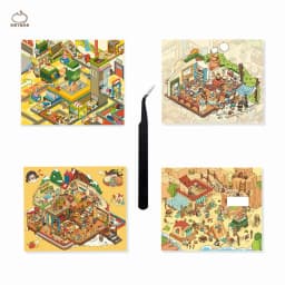 HEYBAO Anniversary Mini Scene Book | Japanese Retro Comic Stickers & Cards, for Journal & Scrapbook Decor