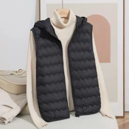 Schinteon Women's 90% Lightweight White Duck down Vest Autumn Winter Warm Top with Hood 2026 New Sleeveless Jacket