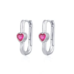 Huggies Earrings Purple white Green Blue Red Square Heart Silver Color Small Hoop Earrings for Women Girls Wedding Jewelry