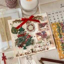 20pcs Retro Christmas PET Stickers Stripe Creative Collage DIYJunk Journal Diary Scrapbook Planner Handbook Aesthetic Supplies