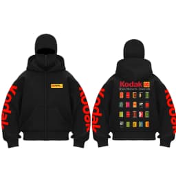 Men'S Full Zipper Double Hat Jacket Kodak Retro Film Print Long Sleeved Letter Pattern Casual Streetwear Zipper Sportswear