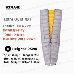 IceFlame Extra Quilt 900FP Ultralight Footless Down Quilt Mummy Sleeping Bag with Pad Attachment System for Backpacking Camping
