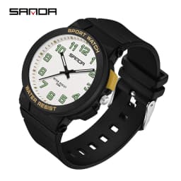 Sanda 6123 Trendy Design Soft Student Watch TPU Strap 50M Depth Waterproof Quartz Movement Children Fashion Sports Wrist Watch