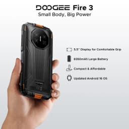 DOOGEE 5.5" Fire 3 Rugged Phone 12GB RAM(3+9) 64GB ROM 8350mAh Battery Android 16 Widevine L1 Google Pay Support Smart Phone NFC