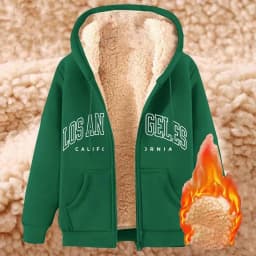 Women Solid Color Fleece Thickened Hoodies Large Size M-5XL Zip Up Warm Lined Thermal Sweatshirt Fall Winter Hooded With Pockets