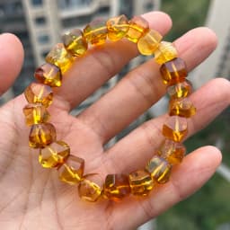 Yoowei 100% Real Amber Bracelet for Unisex Genuine Black Bead Irregular Natural Plant Medical Healing Jewelry Gift Wholesale
