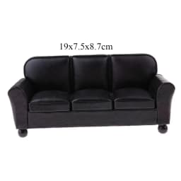 Doll house sofa furniture model simulation double leather sofa Miniature Furniture Armchair Sofa Footstool Doll Decor Toy