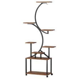 Plant Stand Indoor with 3 Grow Light, 8-Tiered Tall Plant Stand, Tree-Shaped Plant Shelf Display Rack with 360 Degree Wheels