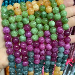6 8 10MM Natural Stone Jade Chalcedony Round Multicolors Loose Beads For Jewelry Making Diy Charm Bracelets Necklace Accessories