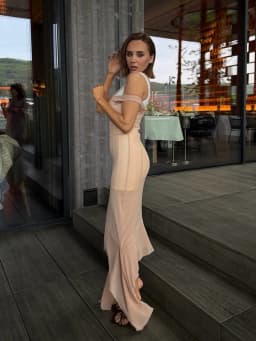 2026 Summer Sheer Mesh Overlay Spaghetti Strap Midi Dress Waist Cinched Sleeveless Women Accessories Versatile Chic Lady Outfit