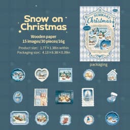 Journal GO 30pcs Retro Christmas Label Stickers Embossed Mixed Shape Holiday Decals for Junk Journals Scrapbooking Planners Card