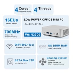 SZBOX W6 MINI PC Intel Processor N3700/N3710/N3160 MINI PC Windows 10 8GB 128GB M.2 SATA SSD 1000M LAN USB3*2 Desktop Office PC