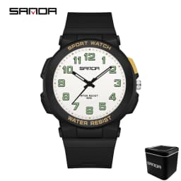 Sanda 6123 Trendy Design Soft Student Watch TPU Strap 50M Depth Waterproof Quartz Movement Children Fashion Sports Wrist Watch