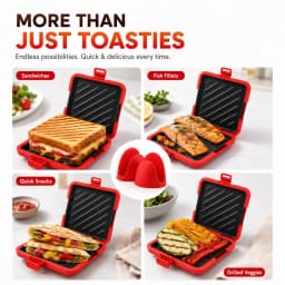 Microwave Sandwich Maker Non Stick Toastie Grill Pan With Silicone Mitts Removable Baking Plates For Fast Breakfast