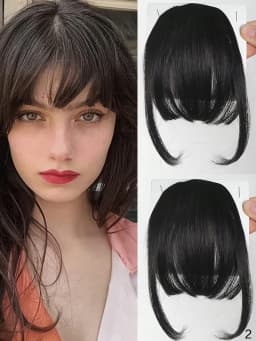 Thin Blunt Bangs Clip-On Synthetic Hair Extension Natural Looking Instant Hairstyle Quick Style Hairpiece Daily & Party