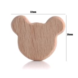 10Pcs Beech Beads Heart Butterfly Rainbow Elephant Flower Animal Wooden Beads for Bbay Chew Teether Beads Pacifier Clips Chain