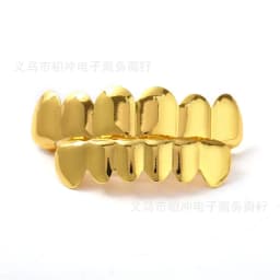 Gold Silver Plated HIP HOP Teeth Grillz Top & Bottom Grills Set With Silicone Real Shiny Vampire Tooth Sets