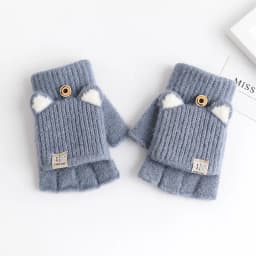 Cute Women Knitted Gloves Solid Cartoon Cat Ears Girls Mittens Autumn Winter Warm Woolen Lady Full Finger Gloves