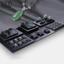 Black PU Leather Jewellery Ring Earrings Stand Holder Set Jewelry Pendant Necklace Chain Chokers Display Bust Bangle Organzier