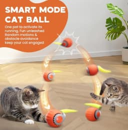 Interactive Cat Toy Ball Automatic Rolling Pet Toy USB Rechargeable Jumping Ball with Wagging Tail Smart Suitable For Cats Puppy
