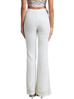 Women Sequin Pants Spring Autumn Flared Pants High Waist Bodycon Bell-Bottom Trousers