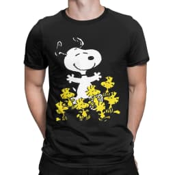 Casual Peanuts Snoopy Dancing T Shirt For Men Women Round Neck Short Sleeve Top Tee Cotton Summer Tops