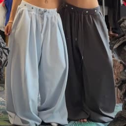 Retro Loose Fit Dance Wide Leg Pants Drawstring Rivet Casual Loose Draping Breathable High Waist Straight Cut Daily Wear